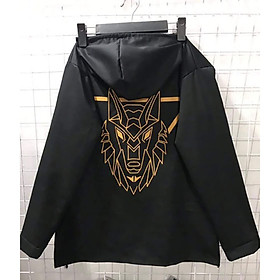 Áo khoác gió hình sói cho nam nữ 2 lớp form rộng cá tính