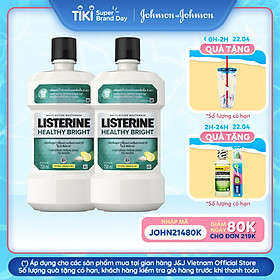 Bộ 2 Chai Nước Súc Miệng làm trắng răng LISTERINE HEALTHY BRIGHT 750mlx2 Chai