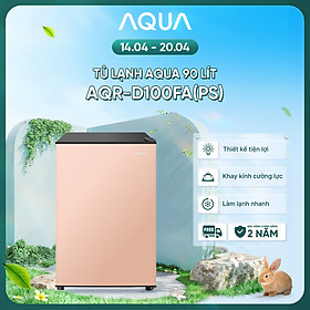 Tủ lạnh mini Aqua 90 lít AQR-D100FA(PS) - Màu hồng nhạt - Freeship toàn quốc - Có hỗ trợ đổi qua be - Hàng chính hãng