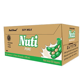 Thùng 36 Bịch Sữa đậu nành Nuti Nguyên Chất Bịch 200ml TU.NSDN01TI NUTIFOOD