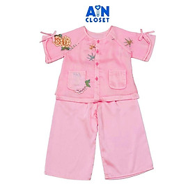 Bộ quần áo Bà Ba Dài tay ngắn bé gái họa tiết Trúc Tơ Hồng - AICDBGWPR9YK - AIN Closet