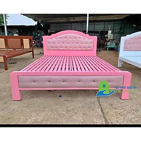 Giường sắt hộp cao cấp màu hồng kích thước từ (1m4x2m, 1m6x2m,1m8x2m) chất liệu sơn tĩnh điện