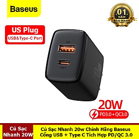 Hình ảnh Củ Sạc Nhanh 20W Cổng USB + Type C Tích Hợp PD/QC 3.0 - Hàng Chính Hãng Baseus