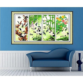Mua (ĐÃ ĐÍNH) Tranh đính đá thành phẩm TỨ QUÝ MAI LAN TRÚC CÚC 134x75 DF125