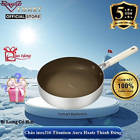 Chảo Titanium Aura Haatz HTA726 Size 26cm, inox 316, Chống Dính Tự Thân, Bền Bỉ, Dùng Cho Mọi Loại Bếp - Hàng Chính Hãng