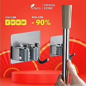 Móc Inox Treo Cây Lau Nhà Dán Tường 2 trong 1 ECODEALS - Cứng cáp, chịu tải cao, inox không gỉ sang trọng