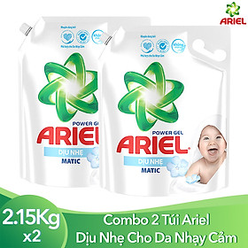 Combo 2 Túi Nước Giặt Ariel Dịu Nhẹ Cho Da Nhạy Cảm (2.15kg/ Túi) - Mềm mại ngát hương - An toàn cho da em bé
