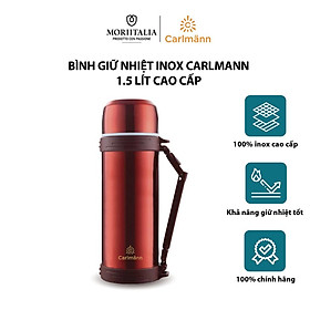 Bình giữ nhiệt inox Carlmann màu đỏ 1.5L màu đỏ cao cấp QE-5032