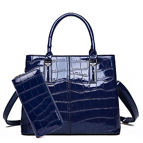 The new two-piece European style patent leather crocodile pattern shoulder bag simple large capacity messenger bag