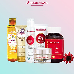 Combo da khỏe đẹp, căng bóng Nước tẩy trang 145ml+Sữa rửa mặt Sắc Ngọc