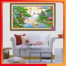 TRANH ĐÍNH ĐÁ ĐỒNG HỒ TÙNG NGHÊNG KHÁCH TRANH CHƯA ĐÍNH DF201