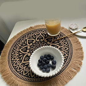 Placemats for Dining Table, Heat Resistant Stain Resistant Non-Slip Boho Style Woven Placemats, Durable Cotton Linen Place Mats Table Mats