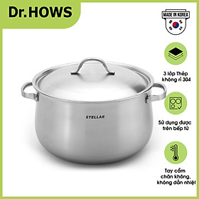 Nồi hầm Inox 3 lớp Dr.Hows Stella Stock Pot 28cm Inox