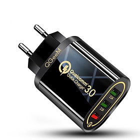 Mua Củ sạc nhanh QGeeM 3 cổng USB hỗ trợ Quick Charge 3.0 cho iPhone EU Plug 18W Adapter chuyển đổi sạc nhanh dành cho Samsung Xiaomi Huawei-Hàng Chính Hãng