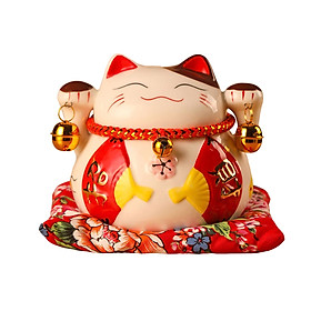 Lucky Cat Money Bank Ceramic Ornament Sculpture for Desktop Decoration