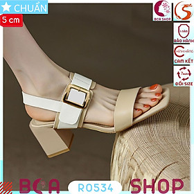 Giày cao gót nữ 5p RO534 ROSATA tại BCASHOP kiểu dáng sandal, phối màu sành điệu cùng chất liệu da êm chân - màu da