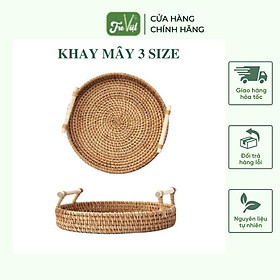 Mua Khay Mây Tròn có Tay Cầm Đựng Đồ Ăn - Khay Mây Guột Trang Trí Decor 3 size - Rattan Tray