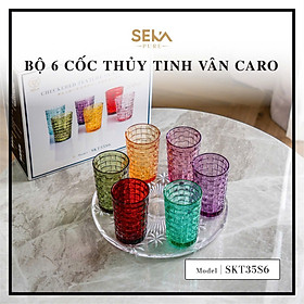 Bộ 6 Cốc Thủy Tinh Cao Cấp SEKA SKT35S6 Vân Caro 350ml- Hàng cao cấp