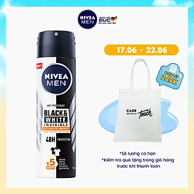 Xịt Ngăn Mùi NIVEA MEN Black & White Ngăn Vệt Ố Vàng Vượt Trội 5in1 (150ml) - 85388