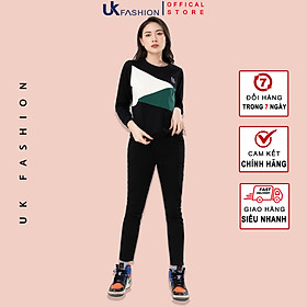 Bộ Đồ Nỉ Phối Tam Giác UK Fashion Vải Mềm Mịn nhập khẩu Phong Cách Hàn Quốc NKBD2210002 - M