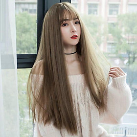 Hình ảnh Tóc giả nguyên đầu thẳng dài kiểu Hàn Quốc siêu xinh có rãnh da đầu. Cam kết y hình, chịu được nhiệt, có thể bấm, uốn, duỗi, gội. Giống tóc thật 100%. Kèm theo lưới và lược