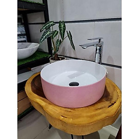 Mua Lavabo sứ đặt bàn màu hồng