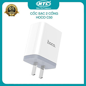 Mua Cốc sạc 2 cổng dành cho Hoco C50 max 2.1A tự điều chỉnh điện áp (Trắng)  - Hàng Chính Hãng