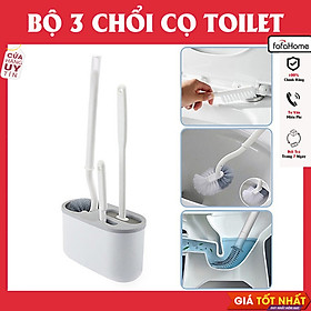 Bộ 3 Chổi Cọ Toilet Lavarbo Chuyên Nghiệp Silicon Xoay 360 Độ Kèm Hộp Đựng Treo Tường Gọn Gàng Đảm Bảo Vệ Sinh Mỹ Quan Nhà Tắm