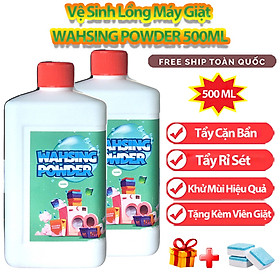 [Tặng Viên Tẩy] Nước Tẩy Lồng Máy Giặt WAHSING POWDER Chai 500ml, Mùi Dễ Chịu Vệ Sinh Khử Khuẩn Lồng Giặt Hiệu Quả