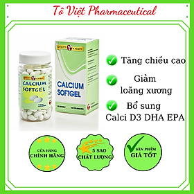 TPCN- Robinsson Pharma USA- CALCIUM softgel - Viên uống bổ sung canxi, vitamin D3 và DHA giúp cải thiện chiều cao (100 viên)