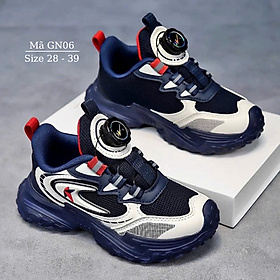 Giày thể thao bé trai 4 - 15 tuổi nút vặn cót thông minh khóa xoáy tự động nhẹ êm chân chơi bóng rổ chạy bộ đi học GN06