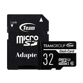 Thẻ nhớ 32gb Dash Card chuyên dụng cho Camera up to 80MB/s  microSDHC Team class 10 U1 (Đen) - Hàng Chính Hãng