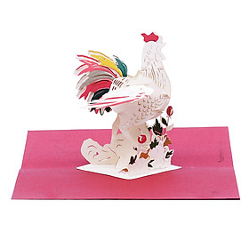 Thiệp Pop up 3D Tranh Đồng Hồ Gà Hoa Hồng - PNP122