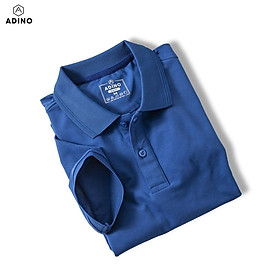 Áo polo nữ ADINO màu xanh đậm phối viền chìm vải cotton co giãn dáng công sở slimfit hơi ôm trẻ trung APN03