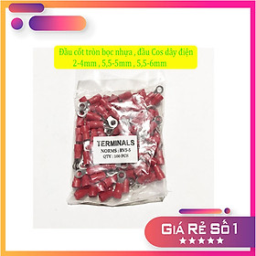 Mua Đầu Cốt Tròn Bọc Nhựa   Cos Dây Điện Cách Điện 2-4mm 5-5 5mm 5 5-6mm (Gói 50 Cái)