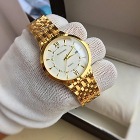 đồng hồ nam đẹp Baishuns BS033 dây vàng chống nước chống xước,tặng kèm vòng may mắn