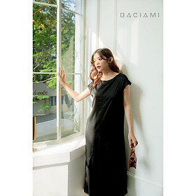 Baciami-Đầm Lụa Cổ Tròn Phôm Rộng