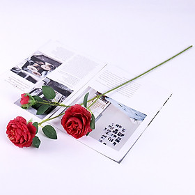 Mua HOA HỒNG LỤA Cành 2 bông 1 nụ - Hoa giả trang trí để bàn phòng khách đẹp ML56