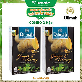 (Combo 2 hộp) Trà Dilmah Ginger & Honey vị Gừng và mật ong túi lọc 30g 20 túi x 1.5g - Tinh hoa trà Sri Lanka