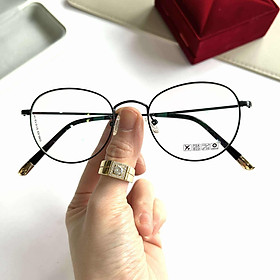 Kính mắt thời trang nam nữ dáng bầu nhỏ kim loại cao cấp