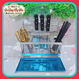 Mua Kệ cài dao  cài thớt  cắm đũa đôi inox -có khay hứng nước inox( tuyển sỉ)