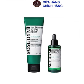 Bộ 2 Sản Phẩm Giảm Mụn Some By Mi AHA-BHA-PHA 30 Days Miracle (Sữa rửa mặt + Serum)