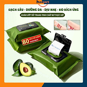 Bịch 80 Khăn Giấy Ướt Tẩy Trang Tinh Dầu Bơ Hamart Sạch Sâu Dưỡng Ẩm Da Mặt Hiệu Quả Tiện Lợi