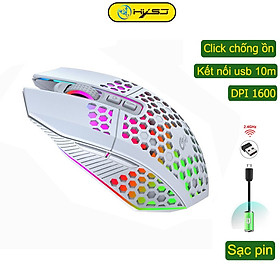 Chuột không dây chơi game HXSJ X801 thiết kế độc lạ Led RGB đổi màu click chống ồn DPI 1600 - Hàng chính hãng