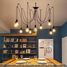 Dây Đèn thả trần kiểu con nhện 10 đui - 7 đui 5 đui 2m Chưa Bao Gồm led