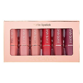 HANDAIYAN 6Pcs Matte Lipstick Set Smooth Texture Non-stick Long-lasting Portable Lip Makeup