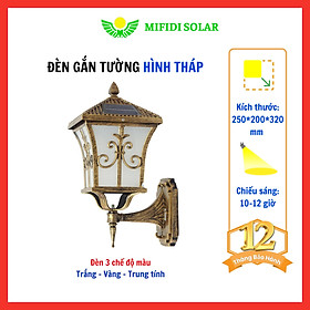 Đèn Gắn Tường Hình Tháp Năng Lượng Mặt Trời MIFIDI 3 Chế Độ Màu Size 25cm