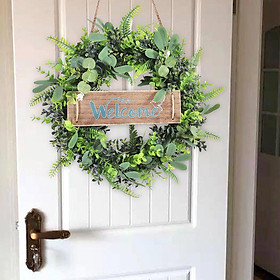 Artificial Green Leaves Wreath Spring Summer Wreath Door Wreaths for Holiday