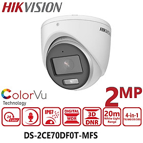 Camera analog TVI colorVu Hikvision DS-2CE70DF0T-MFS 2MP, tích hợp mic thu âm, có màu ban đêm - Hàng chính hãng
