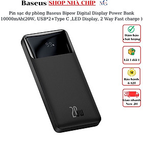 Pin sạc dự phòng Baseus Bipow Digital Display Power Bank 20000mAh ( 15W/20W, USB*2+Type C , LED Display, 2 Way Fast charge ) - Hàng chính hãng